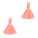 Ibiza style Tassel 1.5cm Gold-burnt coral pink